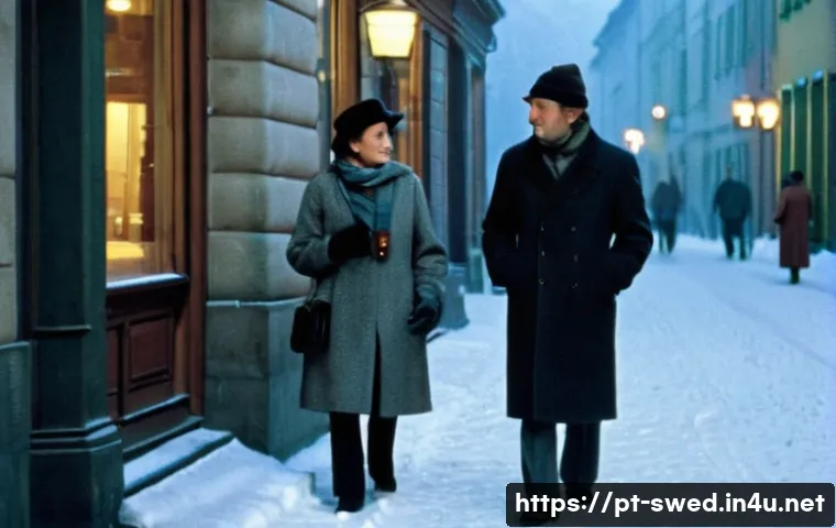 스웨덴에서 벌어진 유명 사건 - **Prompt:** A tranquil and serene evening scene in downtown Stockholm, Sweden, in the mid-1980s. A m...